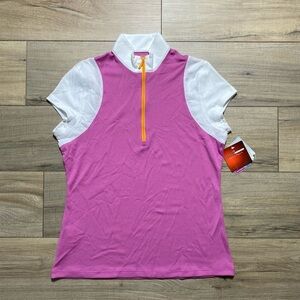 Grand Slam Womens 1/4 Zip Short Sleeve Mock-neck Tennis Golf Shirt‎ Size Medium